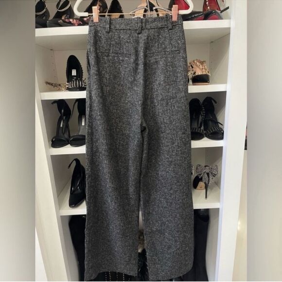NWT ELEGANT WIDE-LEG PANTS Black melange Size 2 - Picture 6 of 15